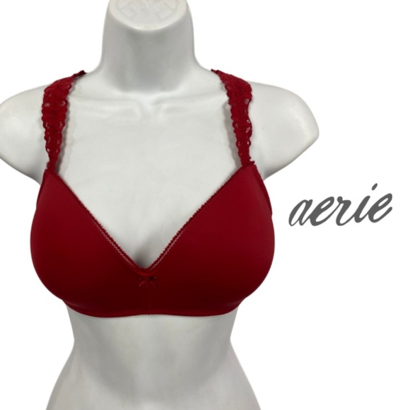 Aerie Red Bow Lace Bra – Red – Size 34C - Picture 1 of 10